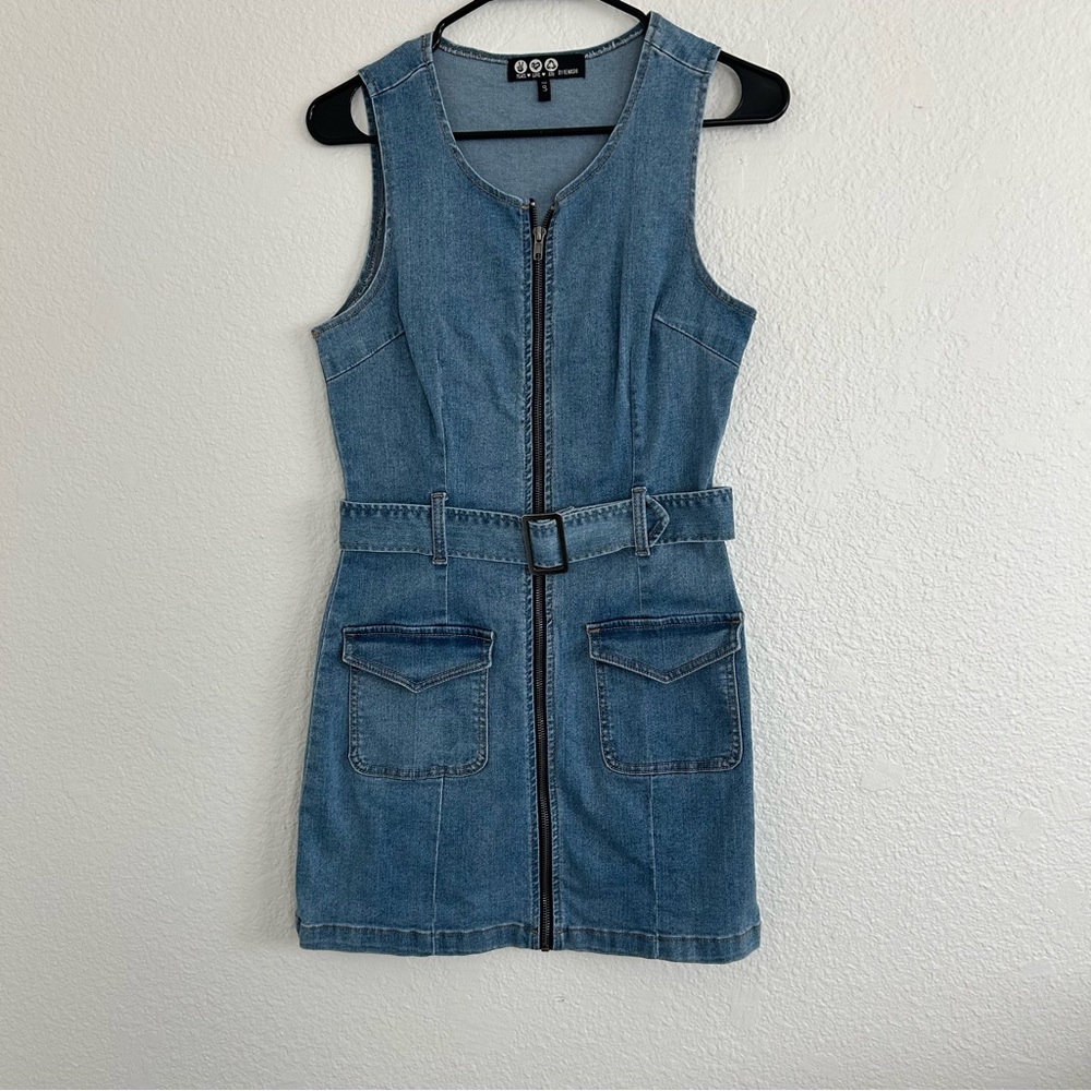 Rewash Denim Sleeveless Zip-Up Dress